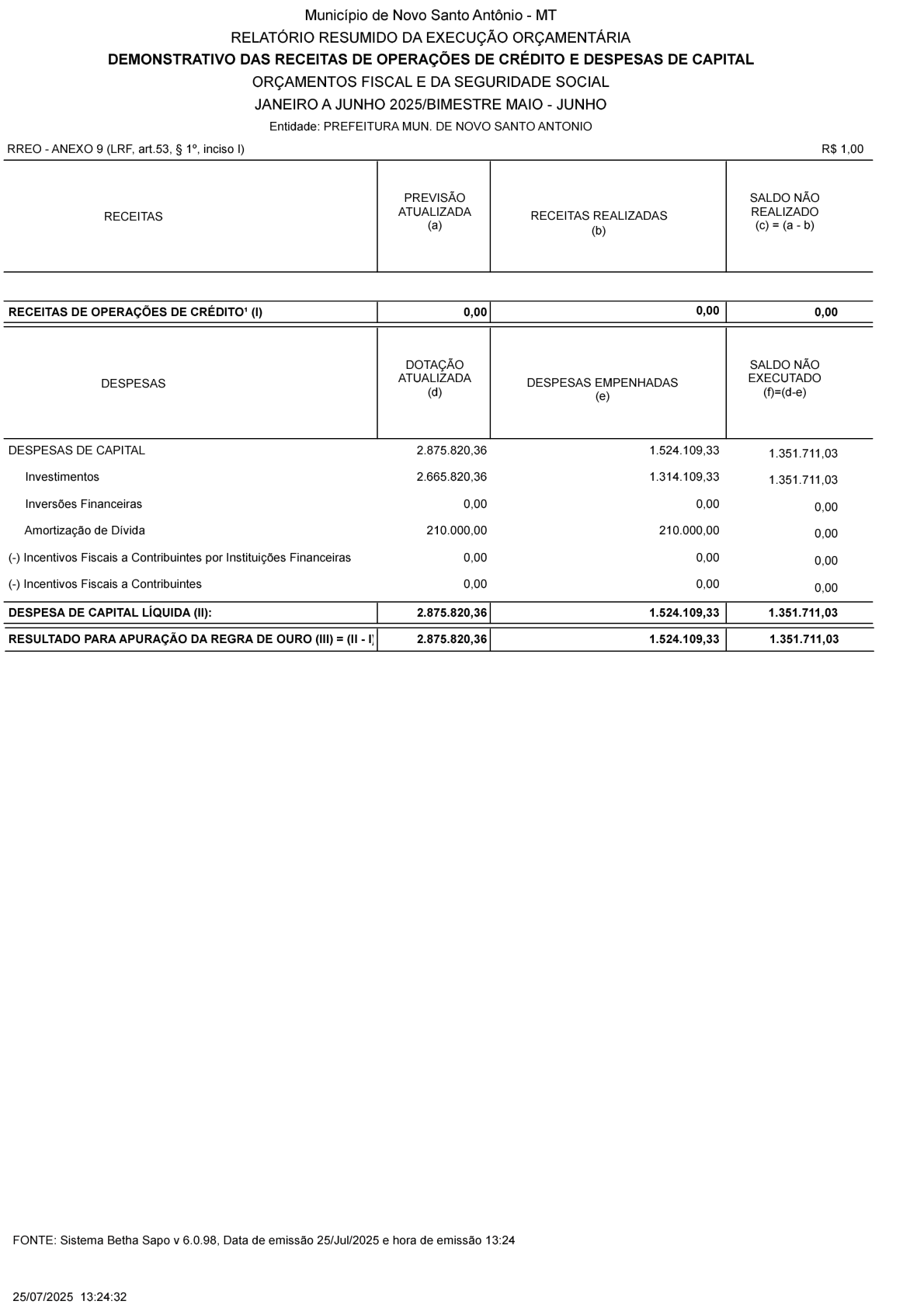 Página 23 | RREO-Relatório Resumindo de Execução Orçamentária 3° Bimestre 2025