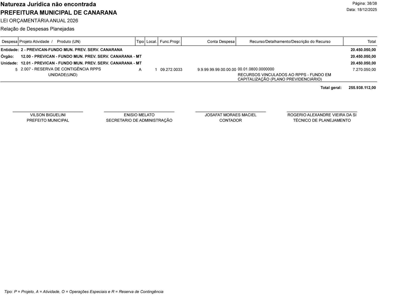 Página 103 | Lei Municipal nº 1.998 de 10 de dezembro de 2025 - ANEXOS