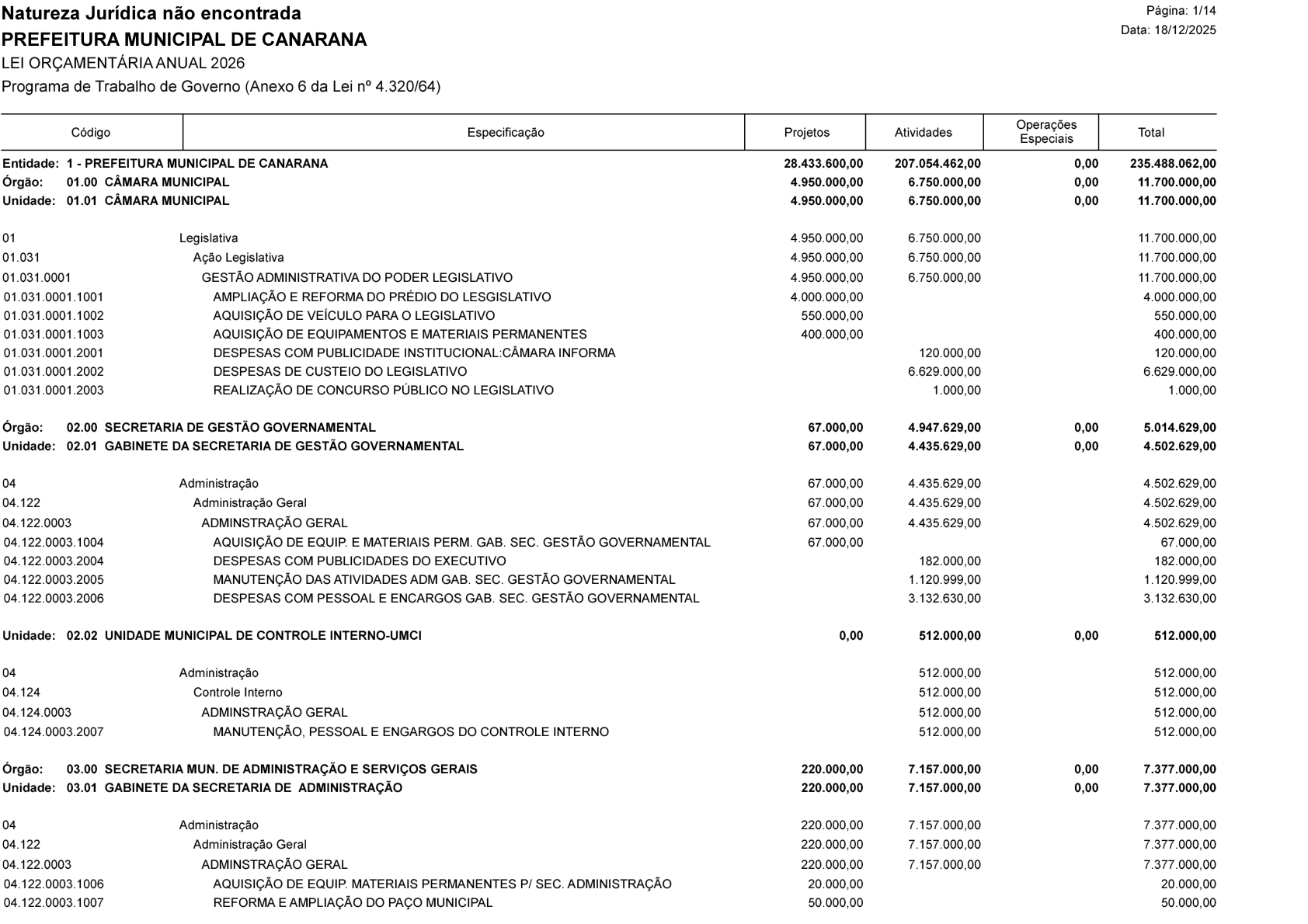 Página 26 | Lei Municipal nº 1.998 de 10 de dezembro de 2025 - ANEXOS