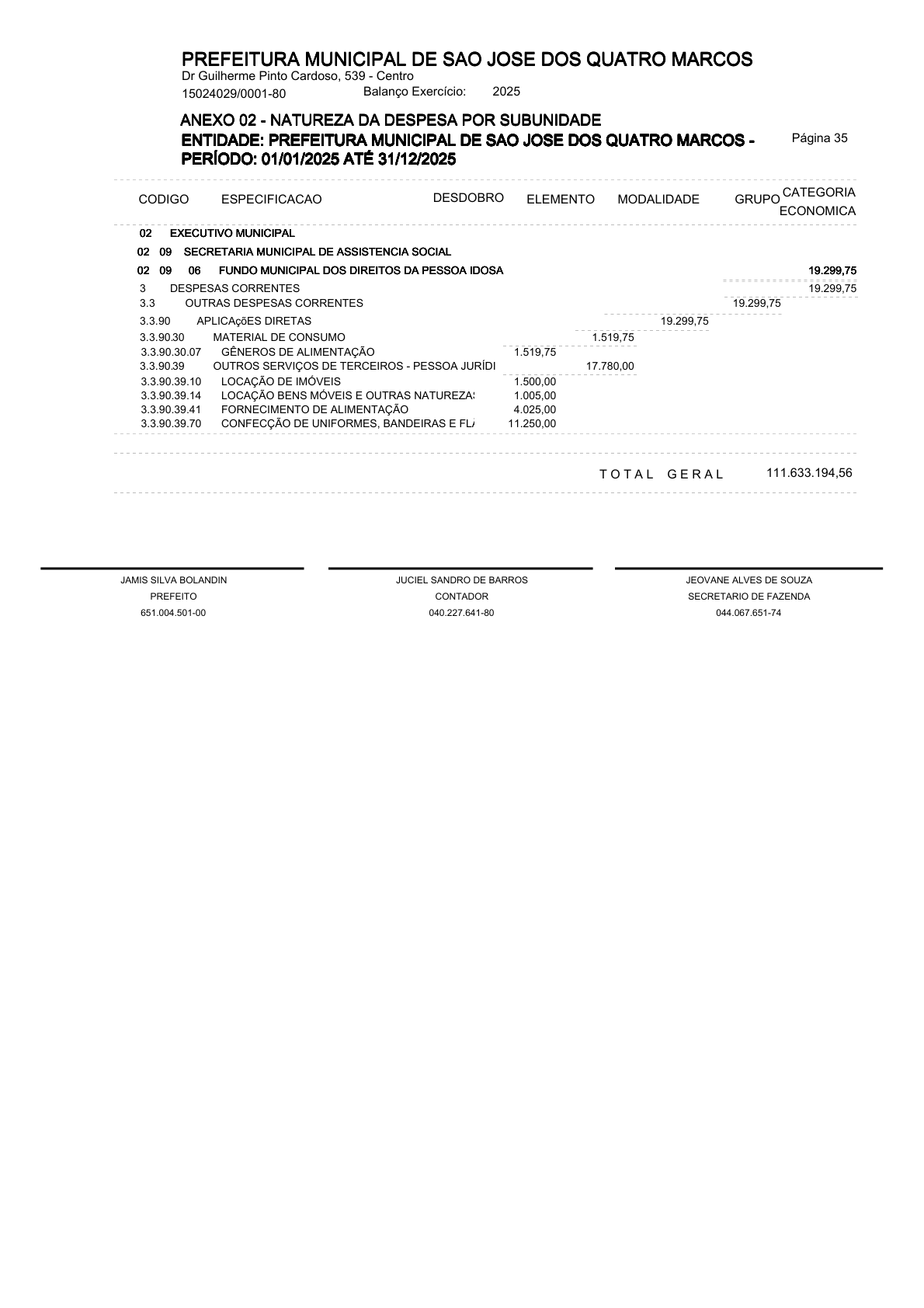 Página 67 | ANEXOS 1 A 11 DO PODER EXECUTIVO DE SÃO JOSÉ DOS QUATRO MARCOS