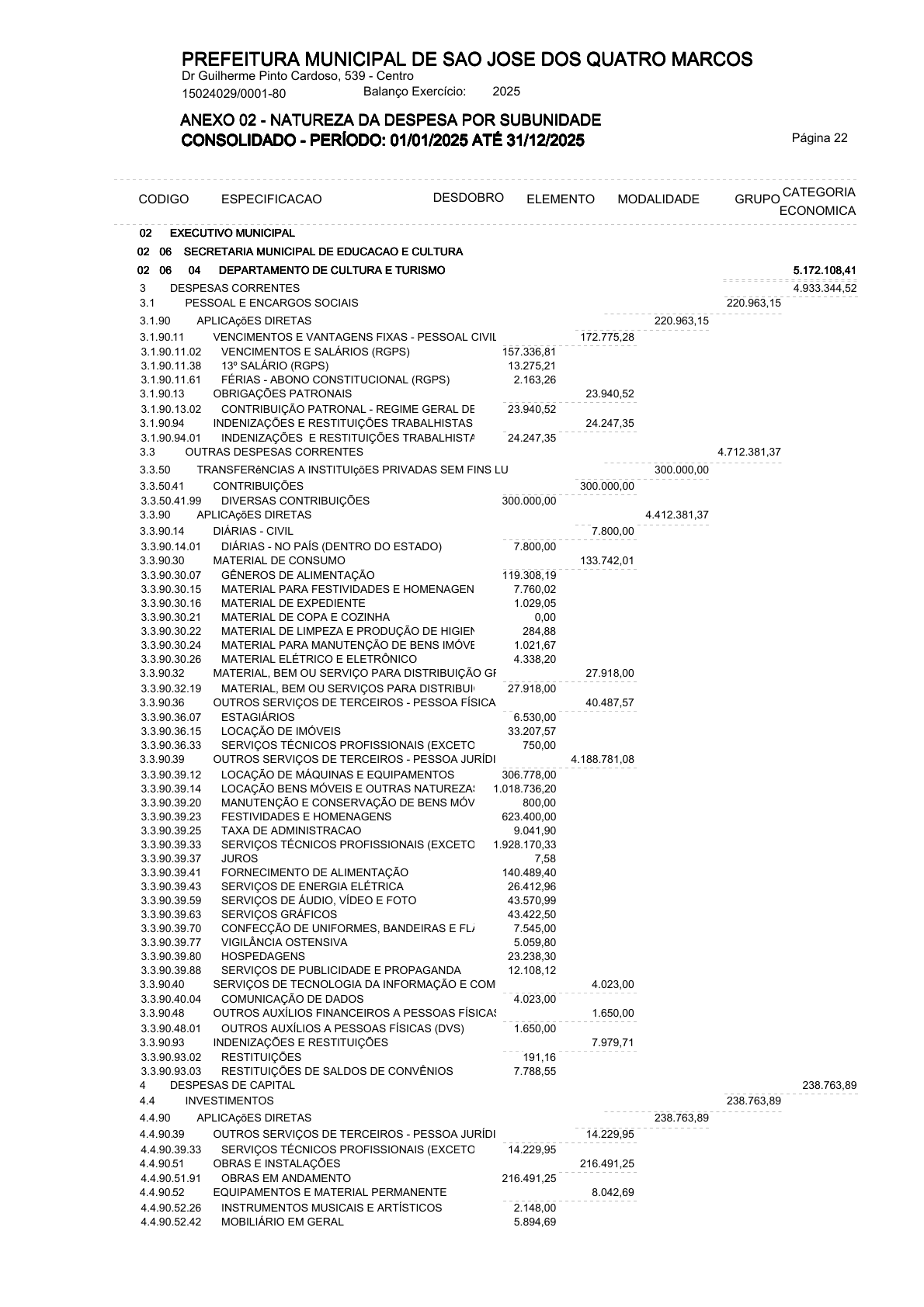 Página 63 | ANEXOS 1 A 11 DO MUNICÍPIO DE SÃO JOSÉ DOS QUATRO MARCOS DO EXERCÍCIO DE 2025