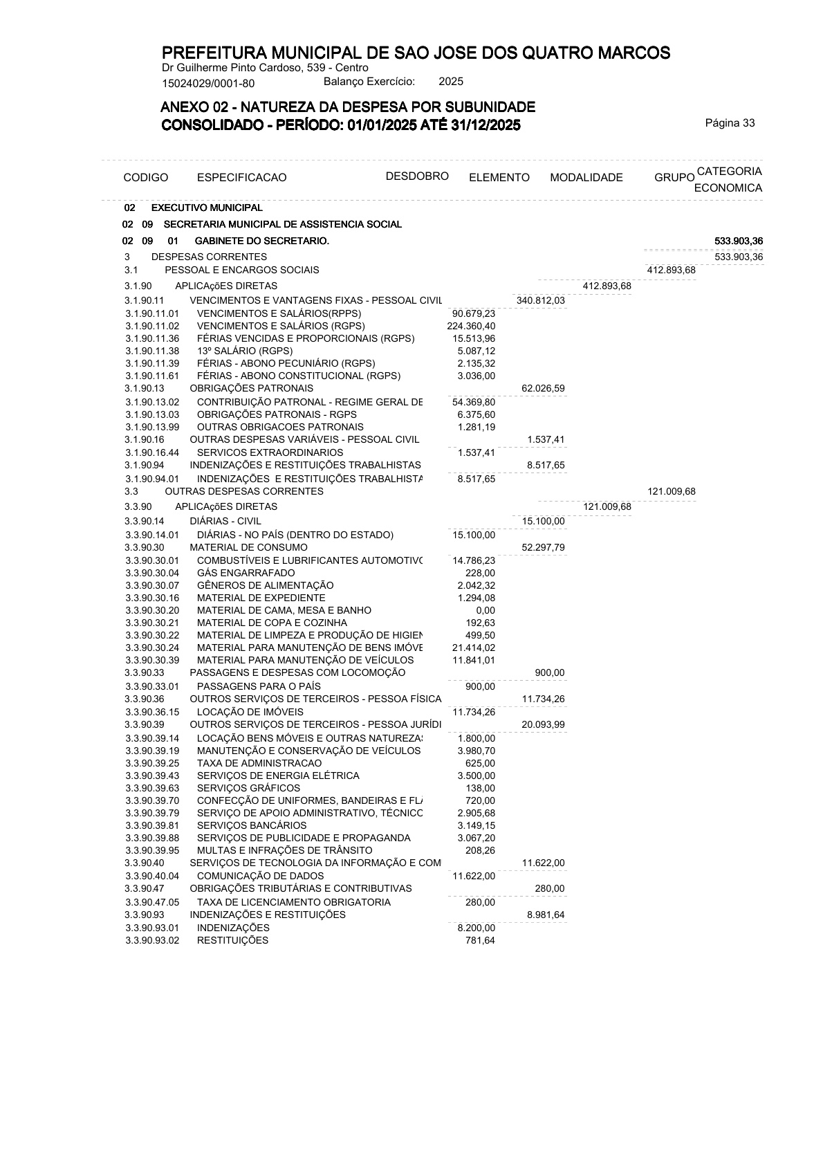 Página 74 | ANEXOS 1 A 11 DO MUNICÍPIO DE SÃO JOSÉ DOS QUATRO MARCOS DO EXERCÍCIO DE 2025