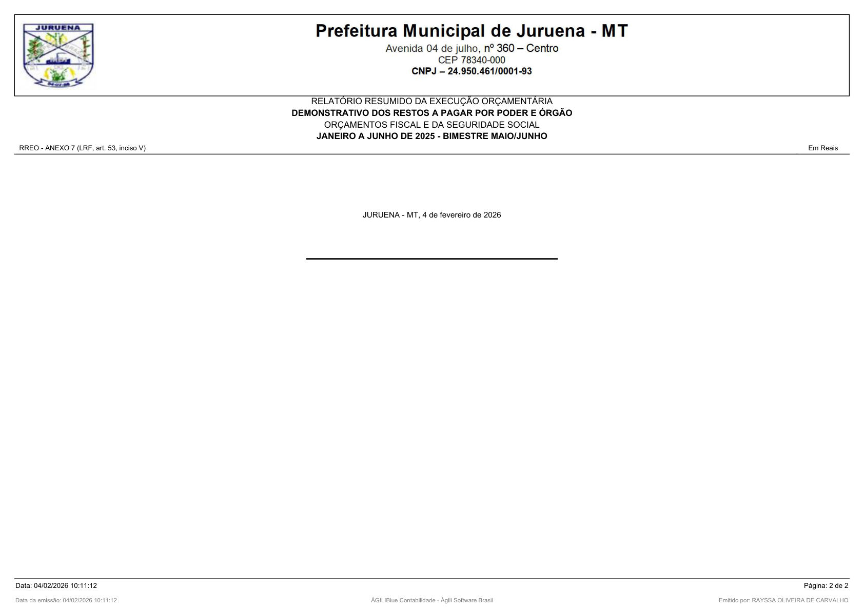 Página 137 | RELATÓRIO RESUMIDO DA EXECUÇÃO ORÇAMENTÁRIA - RREO 1º AO 4º BIMESTRE