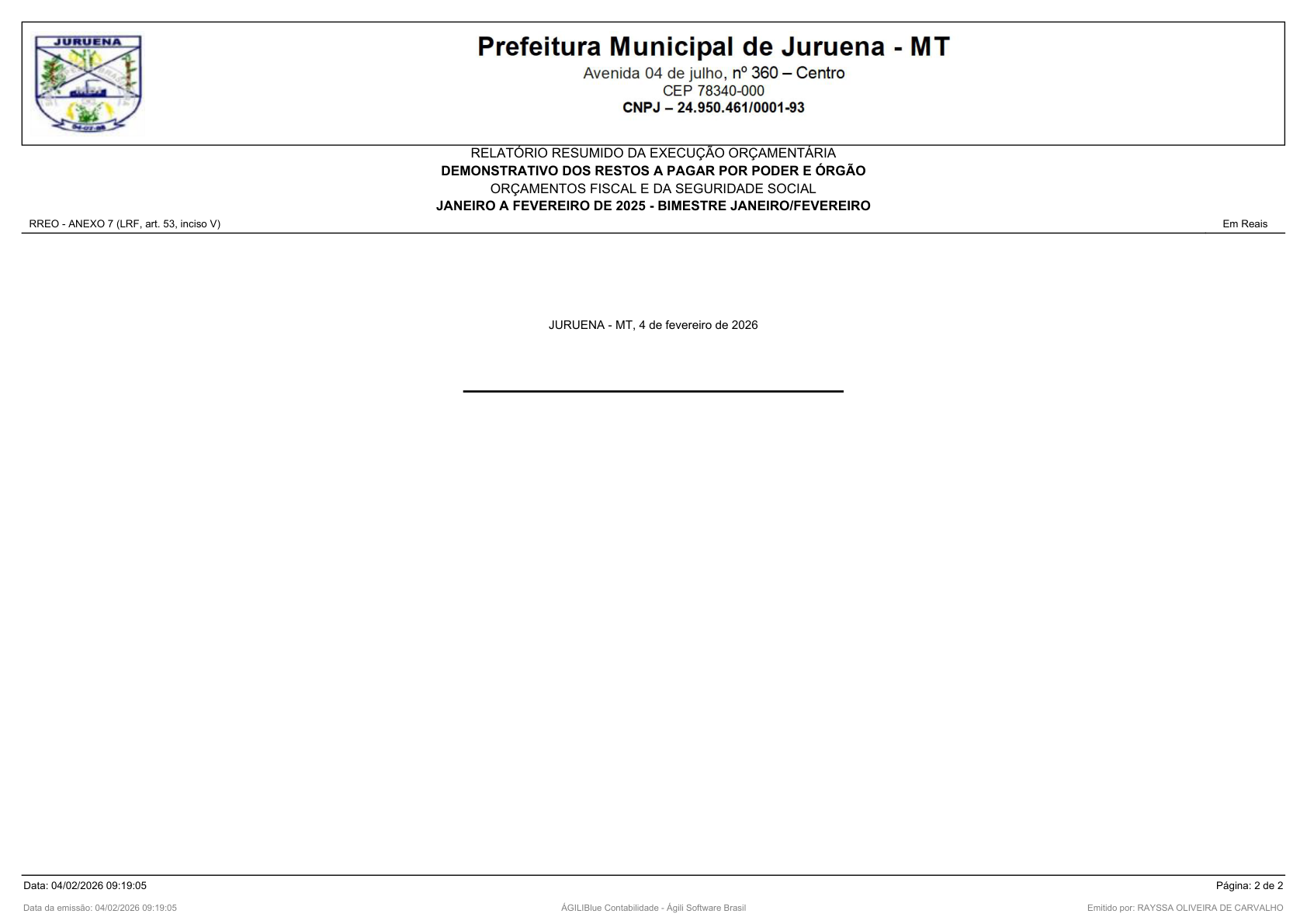 Página 31 | RELATÓRIO RESUMIDO DA EXECUÇÃO ORÇAMENTÁRIA - RREO 1º AO 4º BIMESTRE